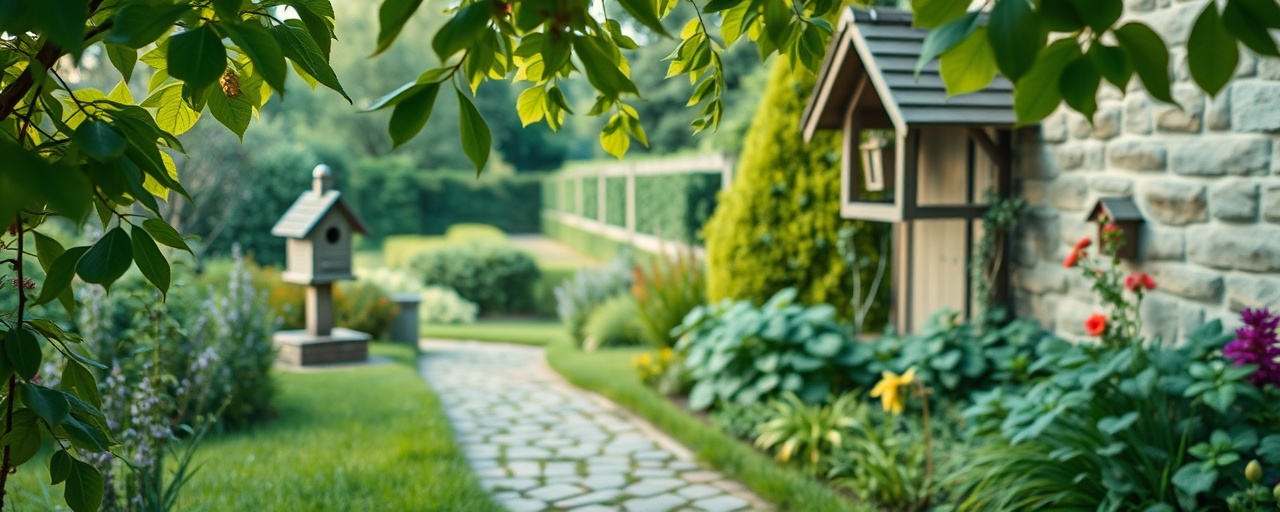 innovative lawncare strategy planner, visionary gaze, sketching garden plans, photorealistic, quiet countryside cottage garden with cobblestone path and birdhouse, highly detailed, leaves rustling in the breeze, macro clarity, pastel green shades, late afternoon light, shot with a 100mm lens.
