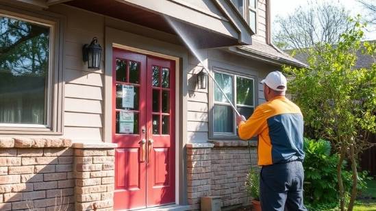 Power washing a house for a fresh and clean exterior look.